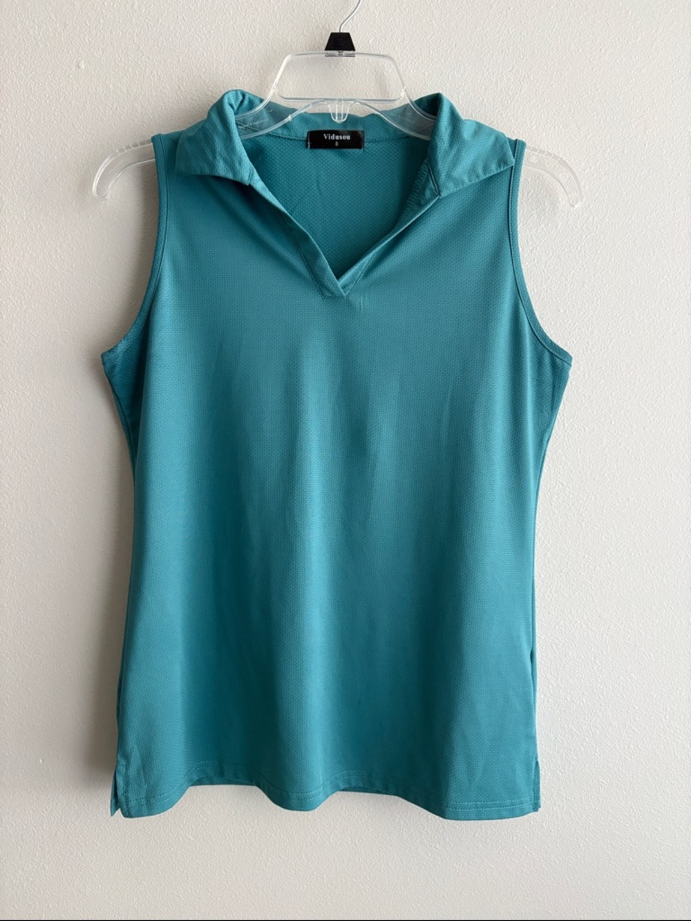 Sleeveless Polo Tank in Teal